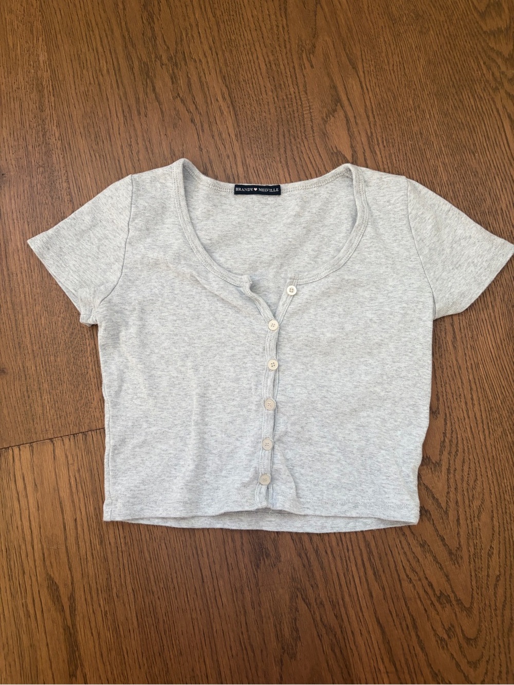 Brandy Melville Gray Button-Front Scoop Crop Top Cardigan